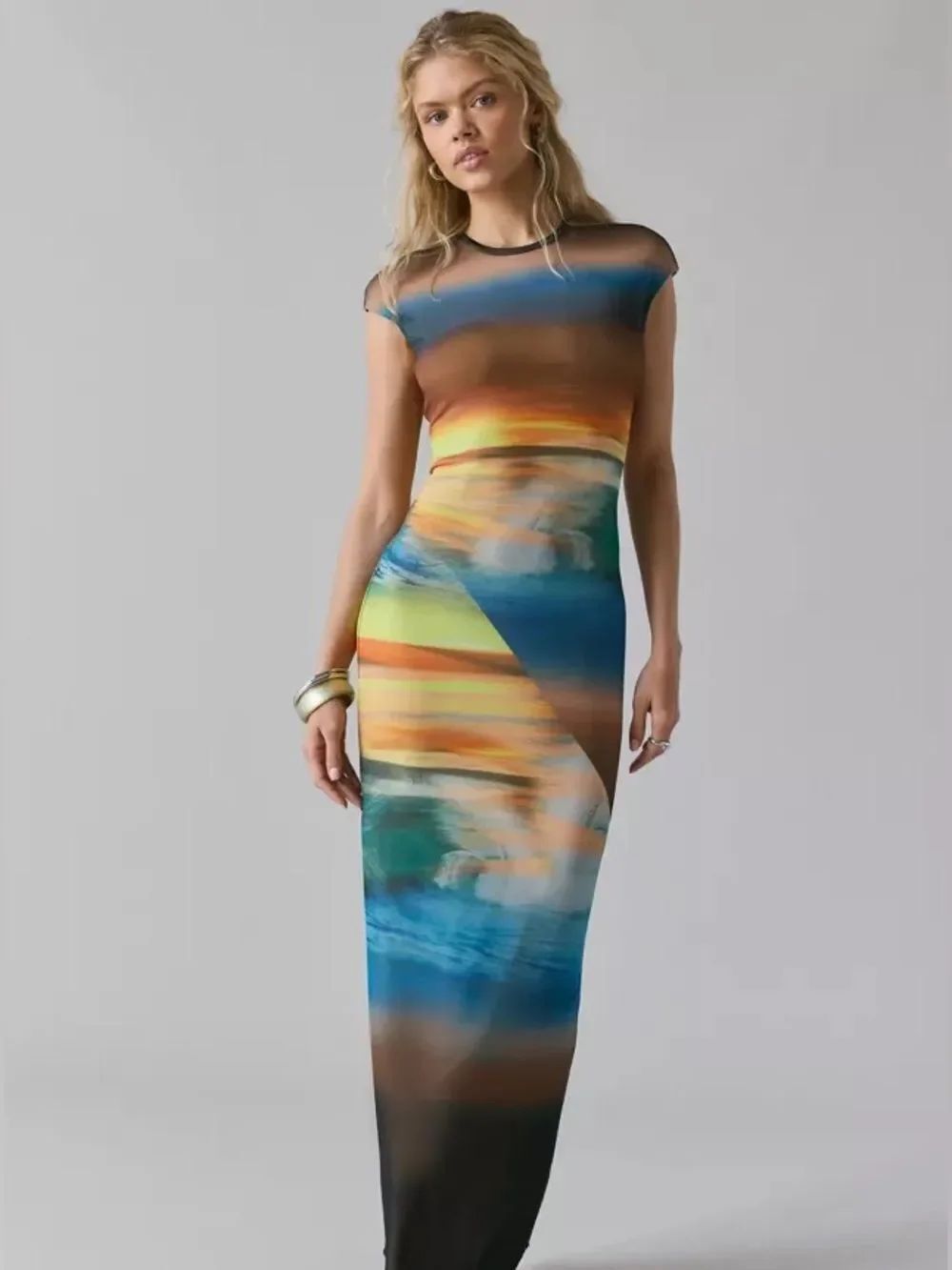 AFRM NWT Cody Dress in Ocean Ombre